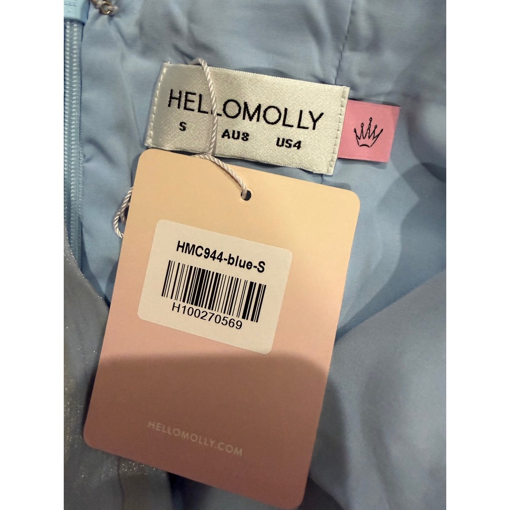 Hello Molly Party at the Disco Halter Mini Dress Blue Small Y2K Fairy Coquette - Picture 8 of 11